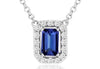 .43CT DIAMOND & AAA TANZANITE 14KT WHITE GOLD EMERALD CUT & ROUND LOVE NECKLACE