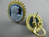 ANTIQUE 18KT YELLOW GOLD HANDCRAFTED BLUE OVAL LADY CAMEO EARRINGS #18785