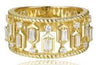 WIDE .78CT DIAMOND 14KT WHITE GOLD 3D ROUND & BAGUETTE FILIGREE ANNIVERSARY RING