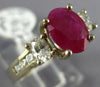 WIDE 2.48CT DIAMOND & AAA RUBY 14KT YELLOW GOLD OVAL THREE STONE ENGAGEMENT RING