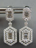 1.20CT DIAMOND 18KT WHITE GOLD ROUND & BAGUETTE HEXAGON CLASSIC HANGING EARRINGS