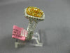 ESTATE WIDE 2.47CT WHITE & FANCY YELLOW DIAMOND 18K WHITE GOLD HALO CLUSTER RING