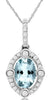 .80CT DIAMOND & AAA AQUAMARINE 14KT WHITE GOLD 3D OVAL & ROUND FLOATING PENDANT