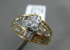 ESTATE LARGE 1.40CT ROUND PRINCESS BAGUETTE CUT DIAMOND 14K GOLD ENGAGEMENT RING