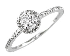 .55CT DIAMOND 14KT WHITE GOLD 3D ROUND SOLITAIRE HALO FRIENDSHIP ENGAGEMENT RING