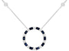 1.82CT DIAMOND & AAA SAPPHIRE 14KT WHITE GOLD 3D ROUND & BAGUETTE LOVE NECKLACE