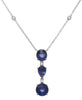 5.42CT DIAMOND & AAA SAPPHIRE 18K WHITE GOLD PEAR SHAPE & ROUND 3 STONE NECKLACE