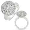 ESTATE LARGE 2.45CT DIAMOND 14KT WHITE GOLD 3D FLOWER FILIGREE LOVE RING