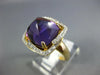 LARGE 8.95CT DIAMOND & AAA AMETHYST 14KT YELLOW GOLD 3D PYRAMID SQUARE FUN RING