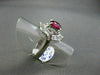 ANTIQUE LARGE 2.2CT DIAMOND & AAA RUBY PLATINUM FILIGREE BALLERINA COCKTAIL RING