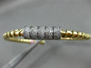 ESTATE 1.20CT DIAMOND 14KT WHITE & YELLOW GOLD 3D SWIRL FLEXIBLE BANGLE BRACELET