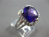 LARGE 5.15CT DIAMOND & AAA AMETHYST 14KT WHITE GOLD 3D CUSHION & ROUND HALO RING