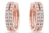 ESTATE .34CT DIAMOND 18KT ROSE GOLD CLASSIC 2 ROW HUGGIE HOOP HANGING EARRINGS