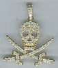 ESTATE 2.84CT DIAMOND 14KT YELLOW GOLD 3D PIRATE SKULL FUN FLOATING PENDANT