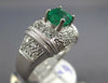 WIDE 1.66CT DIAMOND & AAA EMERALD PLATINUM ASSCHER CUT FILIGREE ENGAGEMENT RING