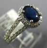 1.65CT DIAMOND & AAA SAPPHIRE 14KT WHITE GOLD OVAL & ROUND HALO ENGAGEMENT RING