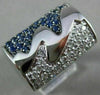 ESTATE LARGE 1.65CT DIAMOND & AAA SAPPHIRE 18KT WHITE GOLD 3D FILIGREE WAVE RING