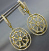 ESTATE LARGE 1.74CT DIAMOND 18KT YELLOW GOLD OVAL OPEN FILIGREE HANGING EARRINGS