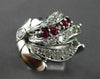ANTIQUE .91CT OLD MINE DIAMOND RUBY 14KT WHITE GOLD FILIGREE COCKTAIL RING 20824