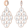 LARGE 5.75CT DIAMOND 18KT WHITE & ROSE GOLD 3D OVAL CHANDELIER HANGING EARRINGS