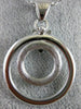 LARGE .19CT DIAMOND 18K WHITE GOLD 3D DOUBLE CIRCLE MATTE & SHINY FLOWER PENDANT
