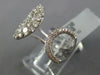 ESTATE LARGE 1.47CT ROUND DIAMOND 14KT WHITE GOLD OVAL OPEN CLUSTER TENSION RING