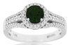 1.08CT DIAMOND & AAA RUSSALITE 14K WHITE GOLD CLASSIC HALO ROUND ENGAGEMENT RING