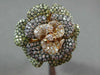 ESTATE EXTRA LARGE 1.62CT MULTI COLOR DIAMOND 18KT ROSE GOLD 3D FLOWER LOVE RING