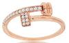 ESTATE .22CT DIAMOND 14KT WHITE GOLD 3D CLASSIC CRISS CROSS FUN RING