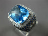 ESTATE EXTRA LARGE 14.51CT DIAMOND AAA SAPPHIRE & BLUE TOPAZ 14K WHITE GOLD RING