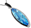 EXTRA LARGE 17.19CT WHITE & BLACK DIAMOND AAA BLUE TOPAZ 14K WHITE GOLD PENDANT