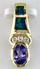 .53CT DIAMOND & AAA TANZANITE & OPAL 14KT YELLOW GOLD OVAL & ROUND FUN PENDANT