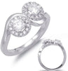 ESTATE .71CT DIAMOND 14K WHITE GOLD DOUBLE FLOWER CRISS CROSS INFINITY LOVE RING