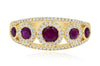 .97CT DIAMOND & AAA RUBY 14KT YELLOW GOLD CLASSIC 5 STONE HALO ANNIVERSARY RING