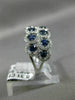 ESTATE WIDE 1.16CT DIAMOND & AAA SAPPHIRE 14KT WHITE GOLD LEAF ANNIVERSARY RING