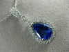ESTATE LARGE 2.4CT DIAMOND & AAA TANZANITE 14K WHITE GOLD TEAR DROP HALO PENDANT