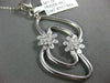 ESTATE LARGE .45CT DIAMOND 18KT WHITE GOLD 3D DOUBLE FLOWER FUN PENDANT