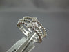 ESTATE .38CT DIAMOND 18KT WHITE GOLD FLOWER BEZEL BEADED ETERNITY STACKABLE RING