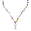 55.24CT DIAMOND & AAA MULTI COLOR SAPPHIRE 18KT WHITE GOLD LARIAT LOVE NECKLACE