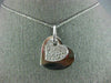 ANTIQUE .93CT DIAMOND 14KT WHITE GOLD 3D PAVE DOUBLE HEART LOVE PENDANT #1708