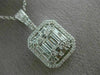 ESTATE EXTRA LARGE 2.07CT ROUND BAGUETTE DIAMOND 14K WHITE GOLD CLUSTER PENDANT