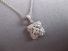 ESTATE .39CT DIAMOND 14KT WHITE GOLD 3D CLUSTER SQUARE FLOWER FLOATING PENDANT