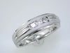 ESTATE .33CT DIAMOND 14K WHITE GOLD 3D CLASSIC ROUND 3 STONE CHANNEL UNISEX RING