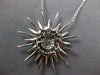 ESTATE LARGE .27CT DIAMOND 14KT WHITE GOLD SUNBURST FLOWER FUN CLASSIC NECKLACE