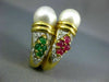 ESTATE LARGE 1.6CT DIAMOND & MULTI GEM PEARL 18KT YELLOW GOLD CLIP ON EARRINGS