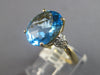 5.24CT DIAMOND & AAA BLUE TOPAZ 14KT YELLOW GOLD 3D OVAL & ROUND FLORAL FUN RING