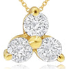 .35CT DIAMOND 14KT YELLOW GOLD 3D CLASSIC 3 STONE FLOWER TRINAGULAR FUN PENDANT