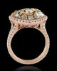 LARGE 2.42CT WHITE & FANCY YELLOW DIAMOND 18KT 2 TONE GOLD HEART SHAPE LOVE RING