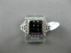 ESTATE WIDE 1.10CT WHITE & BLACK DIAMOND 14K WHITE GOLD SQUARE FILIGREE FUN RING