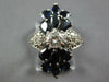 ESTATE 4.40CT DIAMOND & AAA SAPPHIRE 18KT WHITE GOLD MULTI LEAF ANNIVERSARY RING
